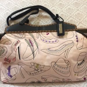 Pink dark brown leather trim